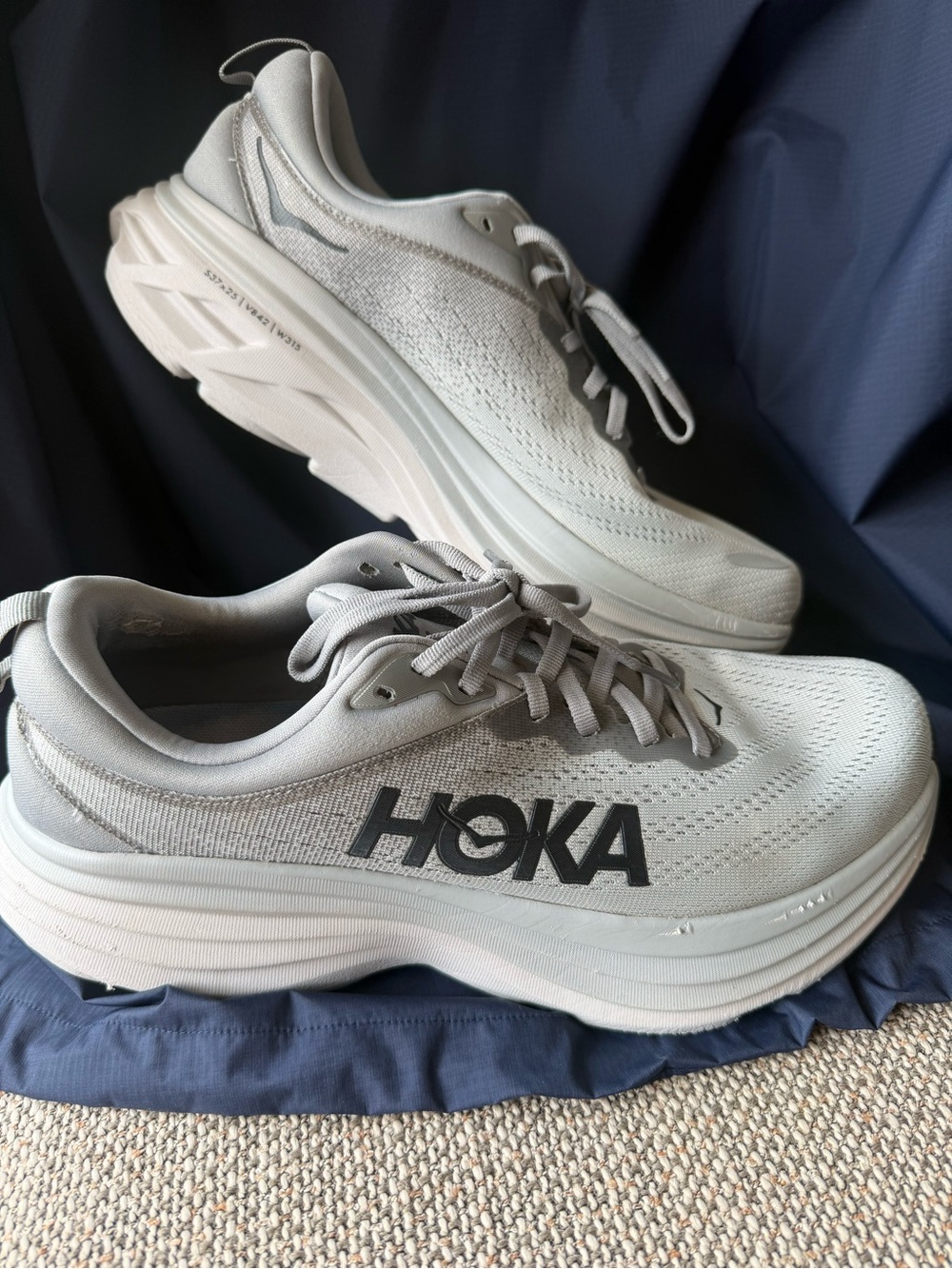 Hoka One One Men's Running Shoes in Light Gray with Black Logo